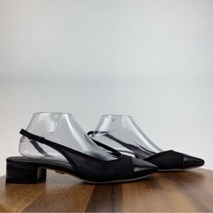 New Womens Veronica Beard Cecile Half d'Orsay Slingback Black Mesh Pumps Size 9‎